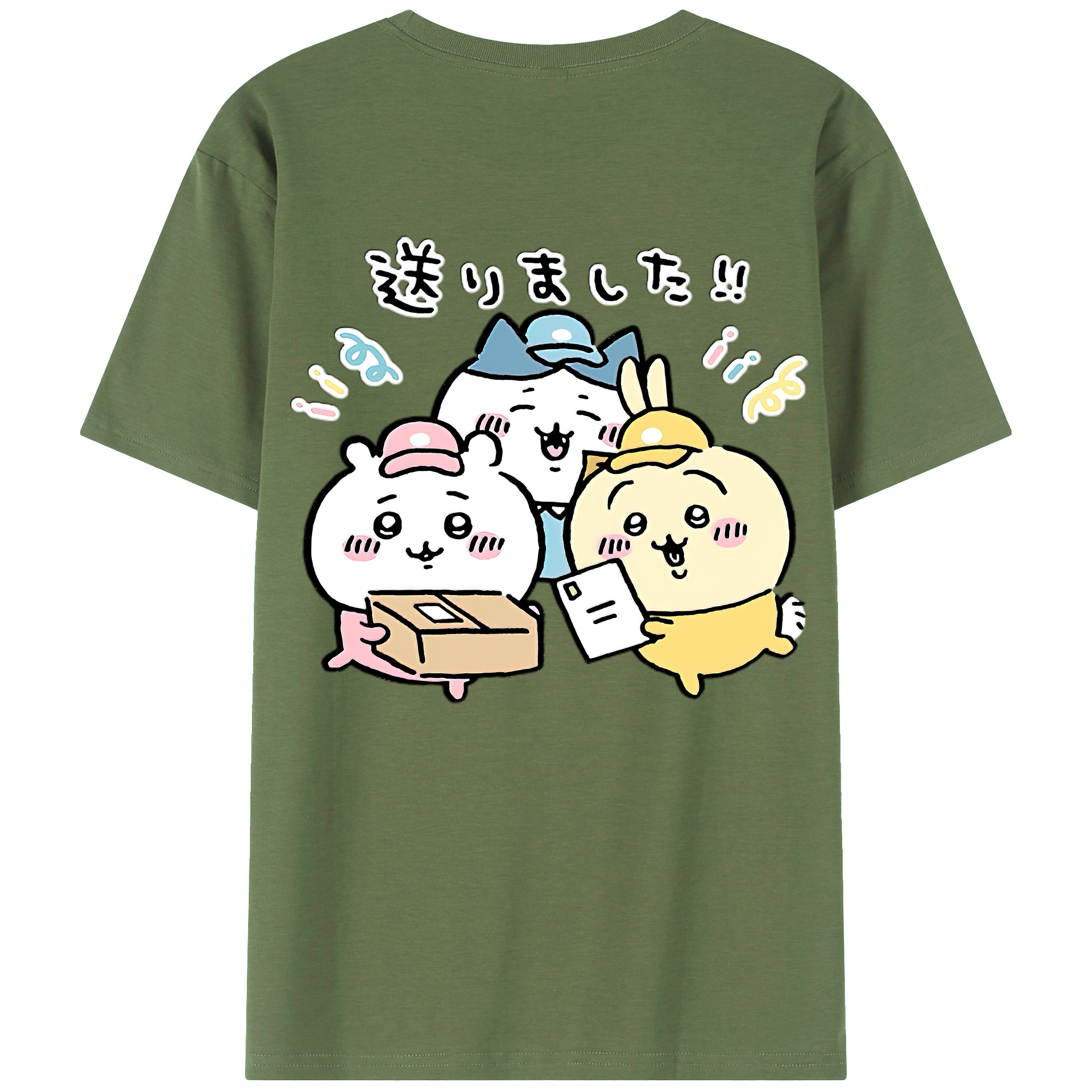 （画像用） ちいかわ ハチワレ Chii-kawa hachiware 綿100％ メンズ半袖Tシャツ（バックプリント） 通気性